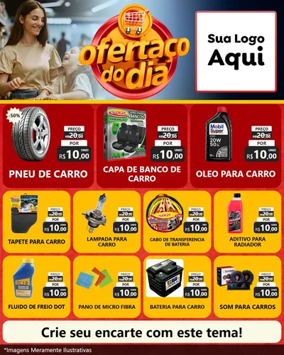 Modelo de Rede Social para Feed Instagram com o tema Ofertaço Do Dia para Auto peças