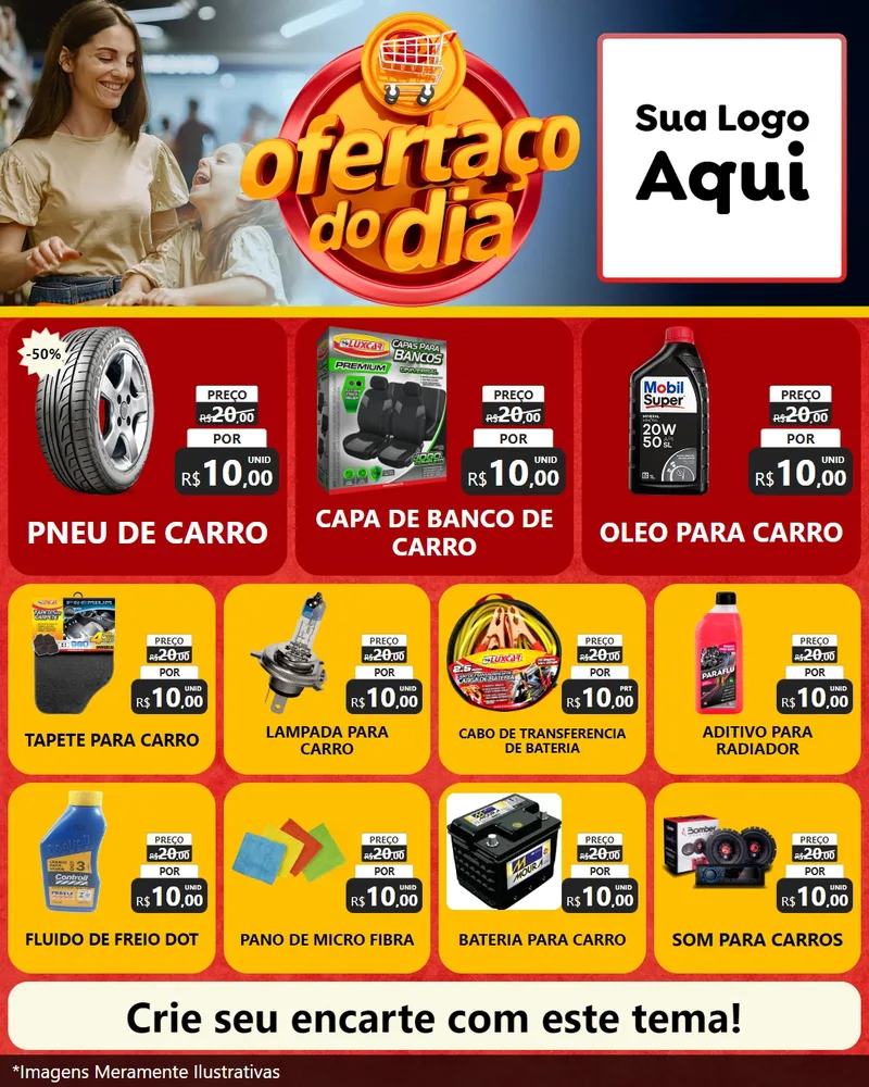 Modelo de Rede Social para Feed Instagram com o tema Ofertaço Do Dia para Auto peças