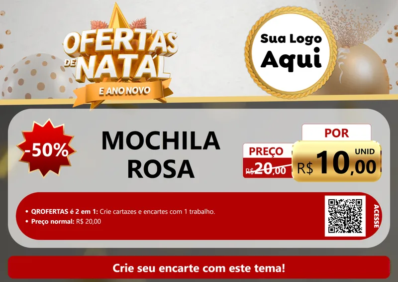 Modelo de Cartaz para Cartaz A4 Horizontal com o tema Ofertas De Natal E Ano Novo para Papelaria