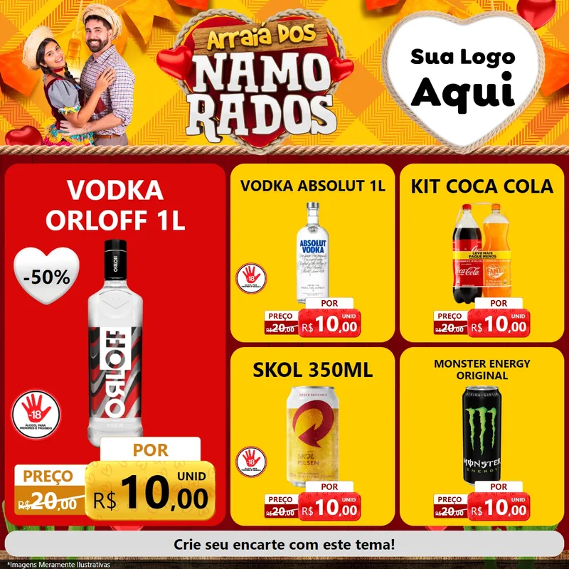 Modelo de Rede Social para Feed Facebook com o tema Arraiá dos Namorados para Distribuidora de bebidas