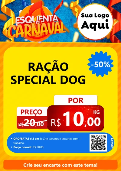 Modelo de Cartaz para Cartaz A4 Vertical com o tema Esquenta de Carnaval para Pet Shop