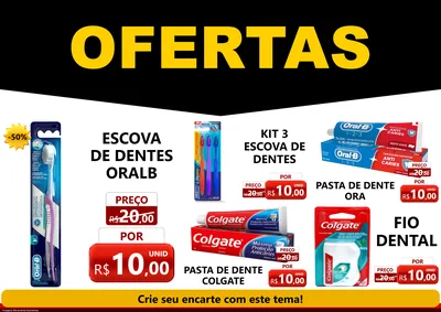 Modelo de Encarte para Encarte A4 Horizontal com o tema Ofertas Preto e Vermelho Cartaz para Higiene Pessoal