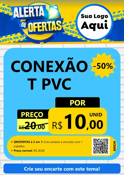 Modelo de Cartaz para Cartaz A4 Vertical com o tema Alerta de Ofertas para Tubos e conexões