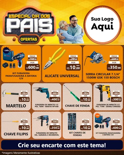 Modelo de Rede Social para Feed Instagram com o tema Especial Dia dos Pais para Maquinas e Ferramentas