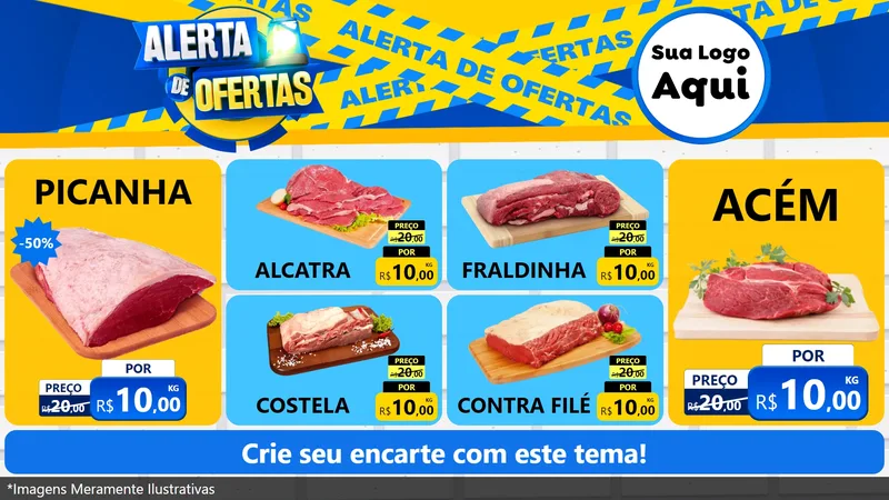 Modelo de TV para TV Horizontal com o tema Alerta de Ofertas para Açougue