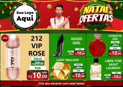 Modelo de Encarte para Encarte A4 Horizontal com o tema Natal de Ofertas para Perfumes