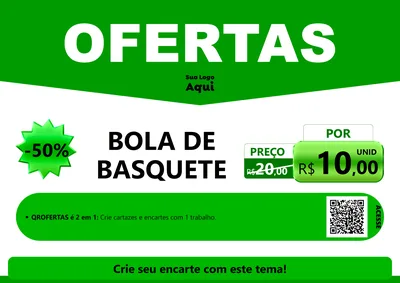 Modelo de Cartaz para Cartaz A4 Horizontal com o tema Ofertas Verde Cartaz para Artigos Esportivos
