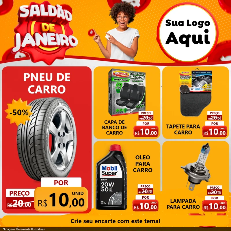 Modelo de Rede Social para Feed Facebook com o tema Saldão de Janeiro para Auto peças