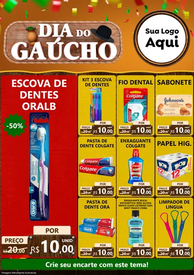 Modelo de Encarte para Encarte A4 Vertical com o tema Dia do Gaúcho para Higiene Pessoal
