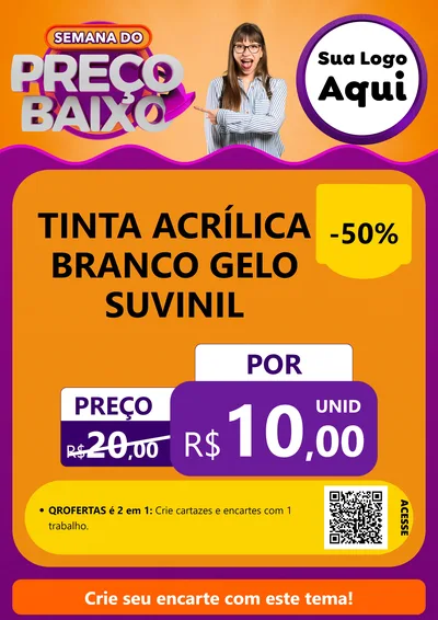Modelo de Cartaz para Cartaz A4 Vertical com o tema Semana do Preço Baixo para Tintas e Ferramentas