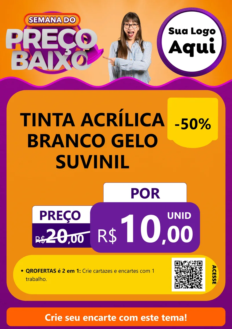 Modelo de Cartaz para Cartaz A4 Vertical com o tema Semana do Preço Baixo para Tintas e Ferramentas