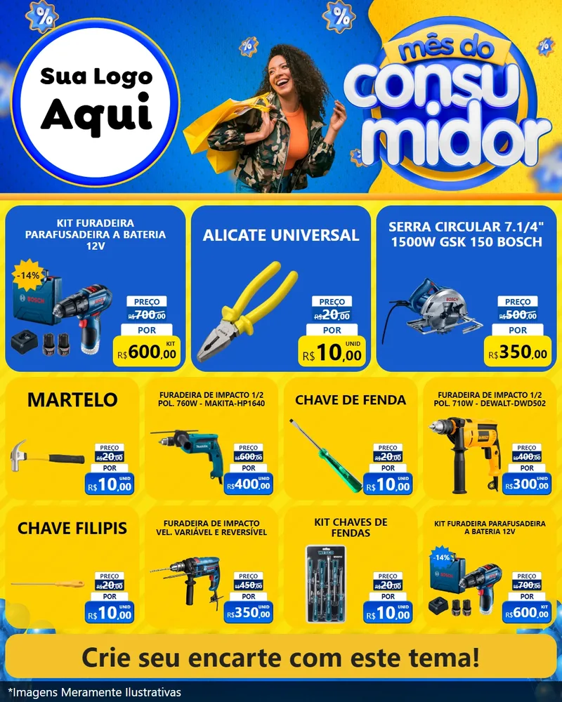 Modelo de Rede Social para Feed Instagram com o tema Mês do Consumidor para Maquinas e Ferramentas