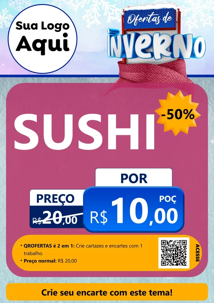 Modelo de Cartaz para Cartaz A4 Vertical com o tema Ofertas de Inverno para Comida japonesa
