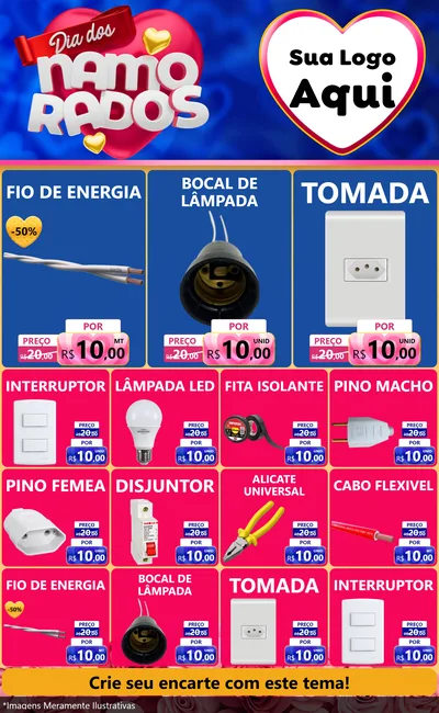 Modelo de Encarte para Encarte Grande com o tema Dia dos namorados para Materiais Elétricos