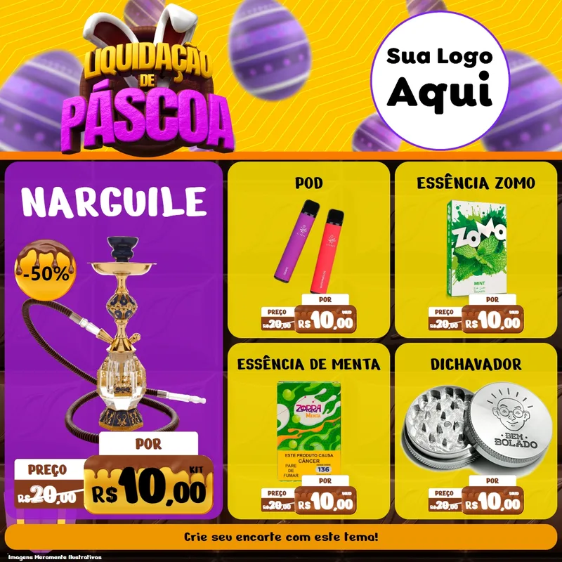 Modelo de Rede Social para Feed Facebook com o tema Liquidação de Páscoa para Tabacaria