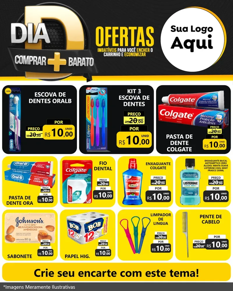 Modelo de Rede Social para Feed Instagram com o tema Dia D Mais Economia para Higiene Pessoal