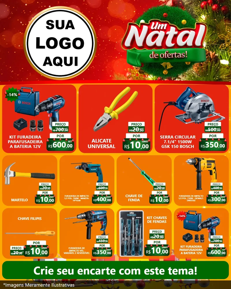 Modelo de Rede Social para Feed Instagram com o tema Um Natal de Ofertas para Maquinas e Ferramentas