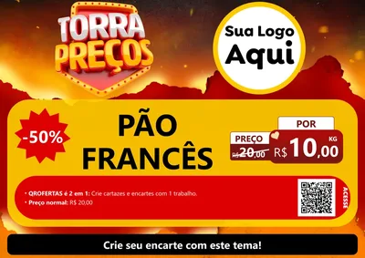 Modelo de Cartaz para Cartaz A4 Horizontal com o tema Torra Preços para Padaria