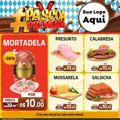 Modelo de Rede Social para Feed Facebook com o tema Páscoa Premiada para Frios e Laticínios