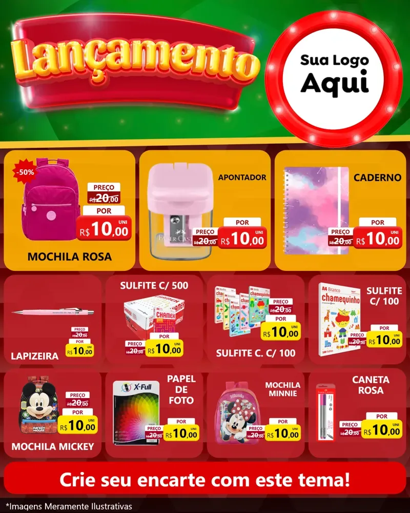 Modelo de Rede Social para Feed Instagram com o tema Lançamento para Papelaria