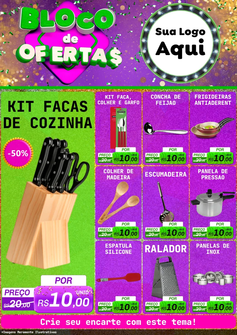 Modelo de Encarte para Encarte A4 Vertical com o tema Bloco de Ofertas para Utilidades Domésticas