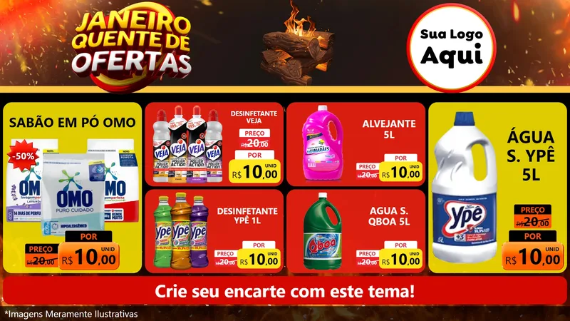 Modelo de TV para TV Horizontal com o tema Janeiro Quente de Ofertas para Produtos de Limpeza