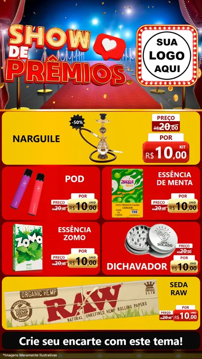 Modelo de TV para TV Vertical com o tema Show de Prêmios para Tabacaria