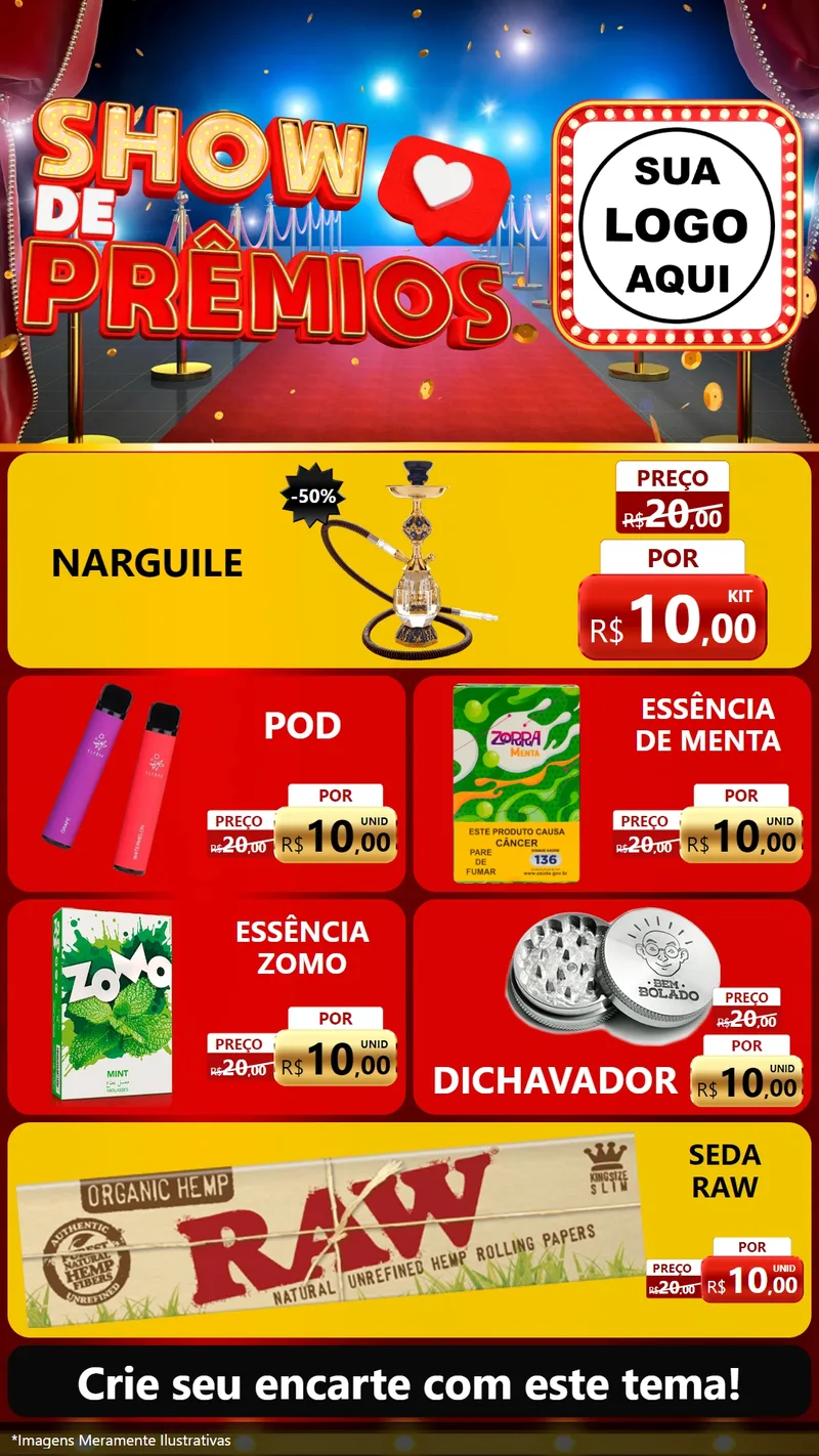 Modelo de TV para TV Vertical com o tema Show de Prêmios para Tabacaria