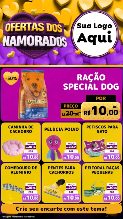 Modelo de Rede Social para Stories com o tema Oferta Dos Namorados para Pet Shop