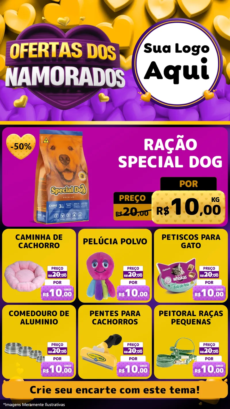 Modelo de Rede Social para Stories com o tema Oferta Dos Namorados para Pet Shop