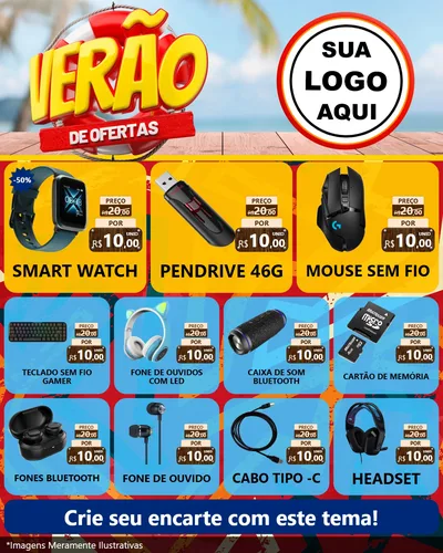 Modelo de Rede Social para Feed Instagram com o tema Verão de Ofertas para Informática