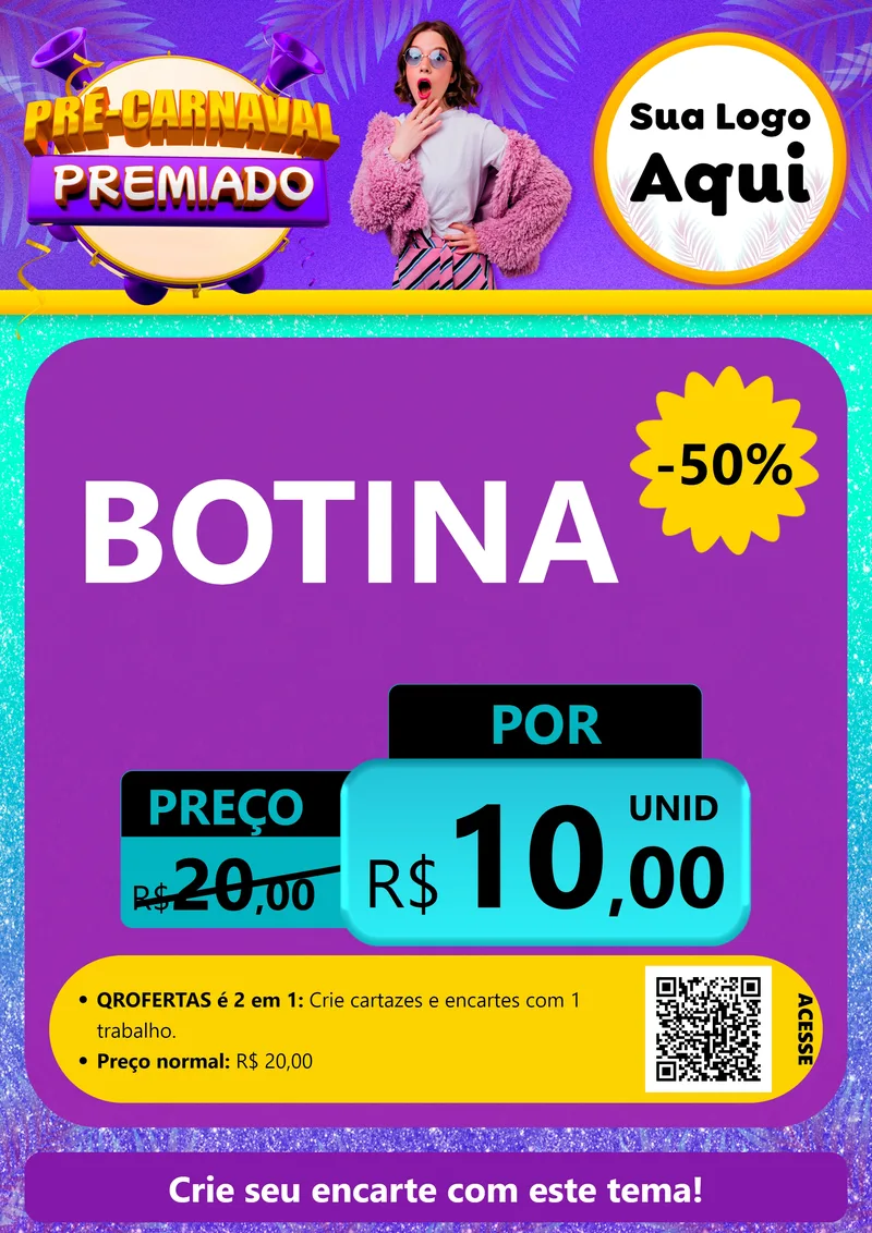 Modelo de Cartaz para Cartaz A4 Vertical com o tema Pré-Carnaval Premiado para Agropecuária
