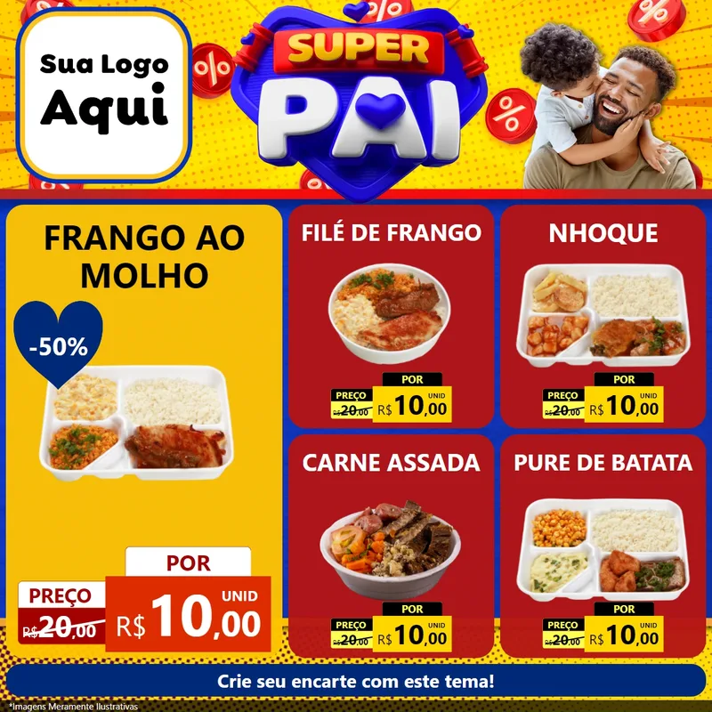 Modelo de Rede Social para Feed Facebook com o tema Super Pai para Restaurante