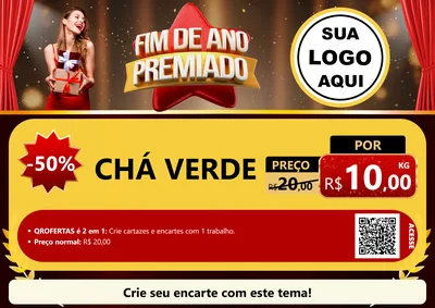 Modelo de Cartaz para Cartaz A4 Horizontal com o tema Fim de Ano Premiado para Produtos Naturais