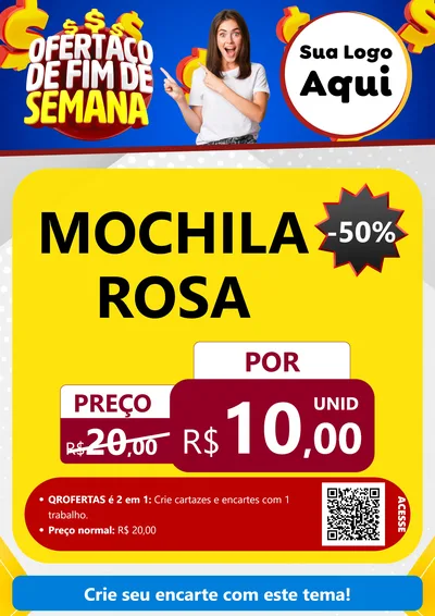 Modelo de Cartaz para Cartaz A4 Vertical com o tema Ofertaço de Fim de Semana para Papelaria