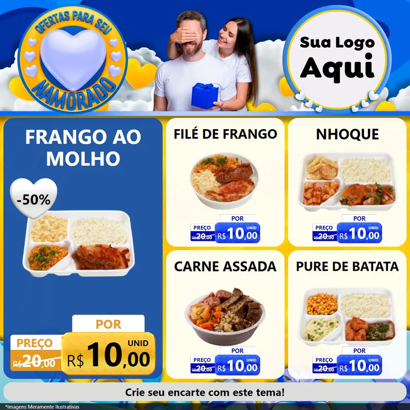 Modelo de Rede Social para Feed Facebook com o tema Ofertas Para Seu Namorado para Restaurante
