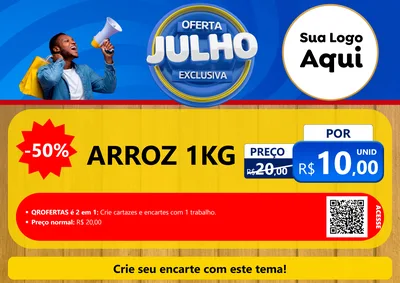 Modelo de Cartaz para Cartaz A4 Horizontal com o tema Oferta Exclusiva, Julho para Supermercado