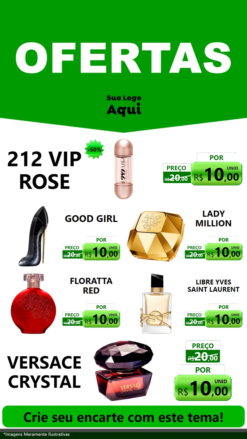 Modelo de TV para TV Vertical com o tema Ofertas Verde Cartaz para Perfumes