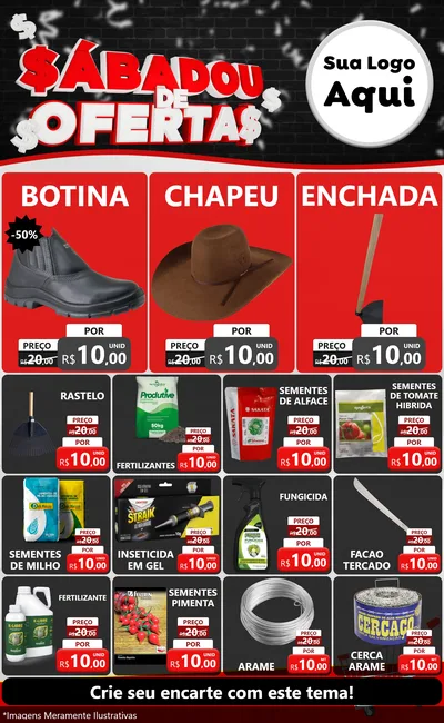 Modelo de Encarte para Encarte Grande com o tema Sabadou de Ofertas para Agropecuária