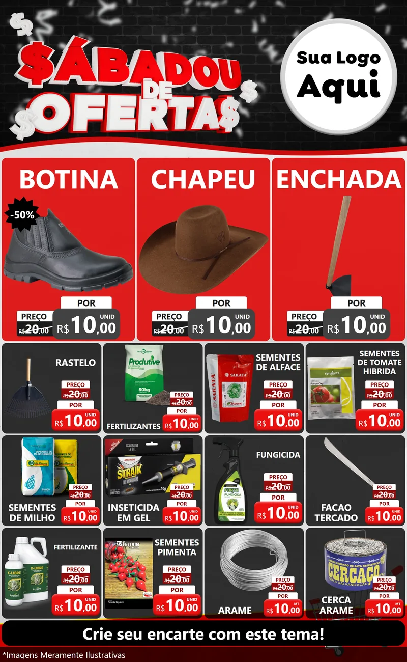 Modelo de Encarte para Encarte Grande com o tema Sabadou de Ofertas para Agropecuária