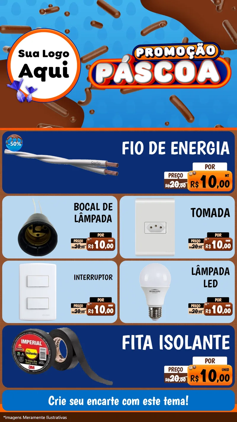 Modelo de TV para TV Vertical com o tema Promoção Páscoa para Materiais Elétricos