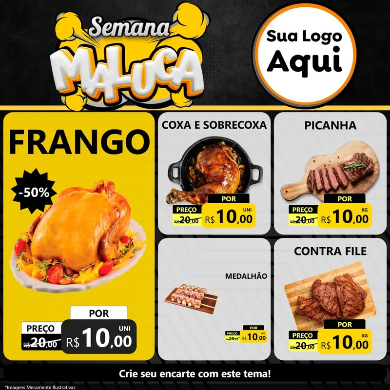 Modelo de Rede Social para Feed Facebook com o tema Semana Maluca para Assados