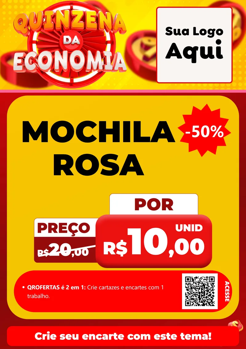 Modelo de Cartaz para Cartaz A4 Vertical com o tema Quinzena Da Economia para Papelaria
