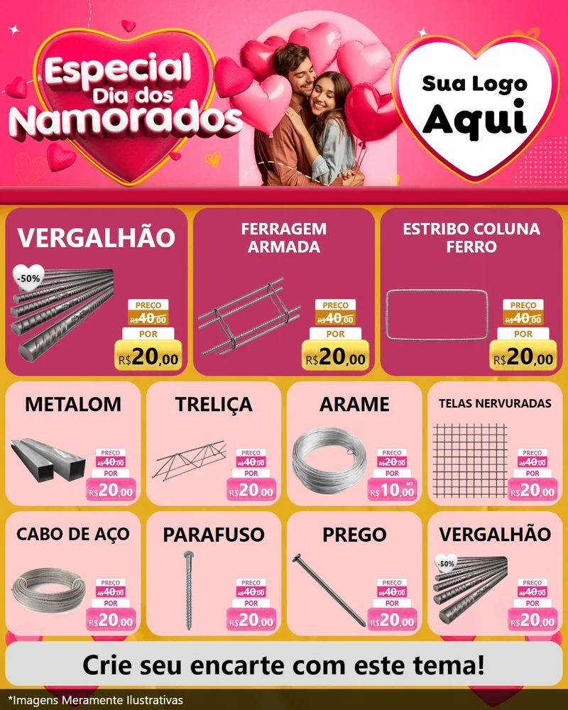 Modelo de Rede Social para Feed Instagram com o tema Especial Dia dos Namorados para Ferragens