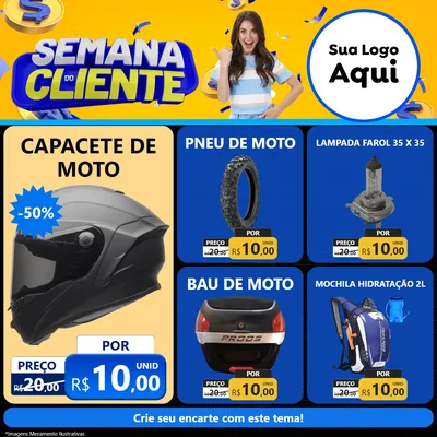Modelo de Rede Social para Feed Facebook com o tema Semana do Cliente para Moto peças