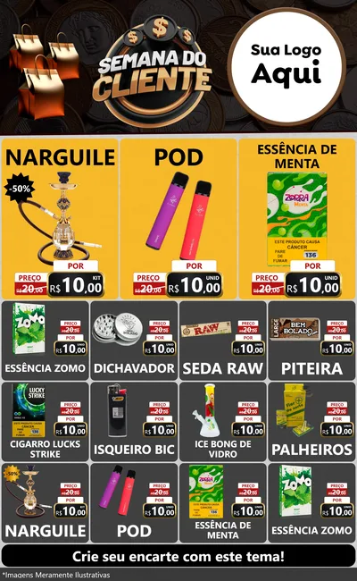 Modelo de Encarte para Encarte Grande com o tema Semana do Cliente para Tabacaria