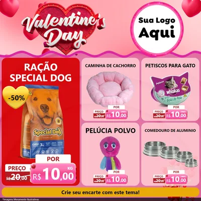 Modelo de Rede Social para Feed Facebook com o tema Valentine's Day para Pet Shop