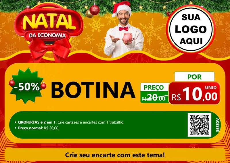 Modelo de Cartaz para Cartaz A4 Horizontal com o tema Natal da Economia para Agropecuária