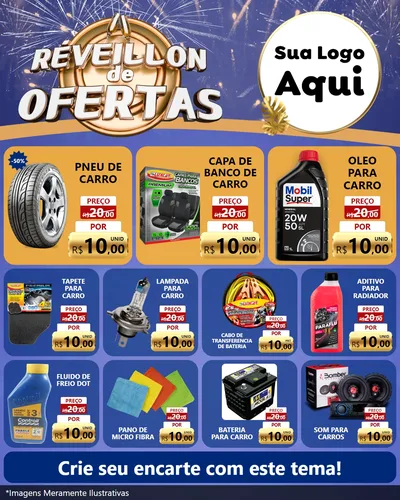 Modelo de Rede Social para Feed Instagram com o tema Réveillon de Ofertas para Auto peças