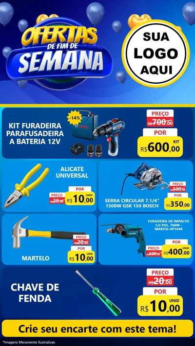 Modelo de TV para TV Vertical com o tema Ofertas de Fim de Semana para Maquinas e Ferramentas